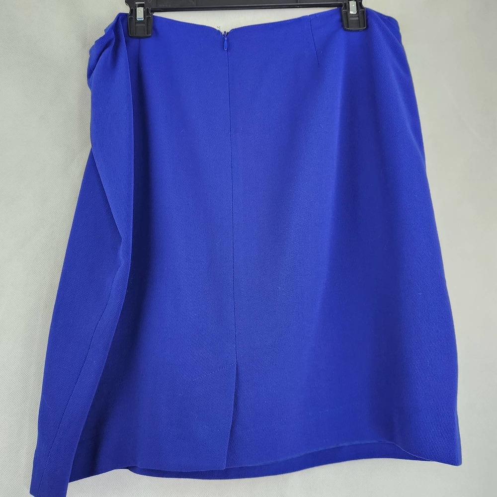 Linda Allard Ellen Tracy Skirt Suit Zip Front Blazer Jacket Blue Size 8 - Picture 9 of 11
